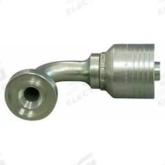 AEROQUIP Hydraulic Flange Fitting: 1 1/4 in Hydraulic Hose I.D., 2 1/8 in Hydraulic Flange Size (MPN 4S20FHB20). Key specifications — attr95970: 90° Elbow; attr95968: Carbon Steel; attr98911: AEROQUIP.