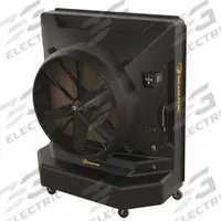 BIG ASS FANS Portable Evaporative Cooler: 6,500 sq ft, 5-15P, 120V AC, 88 in x 74 in x 35 5/8 in (MPN E-500-5001). Key specifications — attr1152013: Variable; attr1151993: BIG ASS FANS.