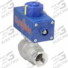 DYNAQUIP CONTROLS Pneumatically Actuated Two-Way Ball Valve: 3/4 in, Stainless Steel, FNPT x FNPT (MPN P2S24AJDA032A). Key specifications — Brand: DYNAQUIP CONTROLS; Pilot Solenoid Voltage: 115V AC.