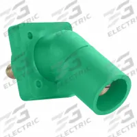 Single Pole Receptacle: Green, Angled Taper Nose Mating, Threaded Stud Termination, 600V AC/600V DC (MPN 16R29-UG). Key specifications — Series: 16; Receptacle Gender: Male; Brand: LEVITON.