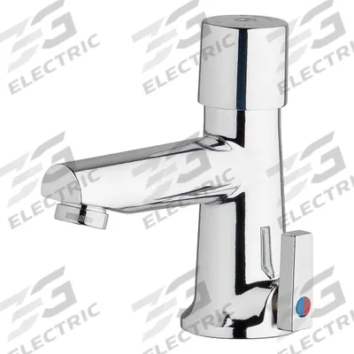 CHICAGO FAUCETS Straight Spout Bathroom Faucet: 3502, Single-Post, Cast Brass - Single-Post Push-Button Metering Bathroom Faucets