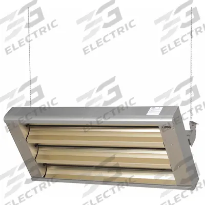 FOSTORIA Electric Infrared Heater: 10,950W Watt Output, 480V AC, 1 or 3 Phase, Hardwired - Indoor/Outdoor Suspended Infrared Radiant Electric Ceiling Heaters