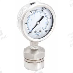 KODIAK Pressure Gauge with Diaphragm Seal: 0 psi to 100 psi, KC301/DSM35, 2 1/2 in Dial, Mineral Oil (MPN KC301L25100/DSM3511). Key specifications — Brand: KODIAK; Gauge Case Liquid: Glycerin; Seal Fill Liquid: Mineral Oil; Gauge Case Material: 304 Stainless Steel; Seal Lower Housing Material: 316 Stainless Steel; Accuracy: ±1.60%; Gauge Wetted Parts: Stainless Steel.