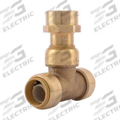 SHARKBITE Push-Fit Tee Fitting: Tee, 7/8 in OD x 3/4 in Pipe x 3/4 in OD x 3/4 in Pipe Size - Standard Brass Push-to-Connect Tube Fittings