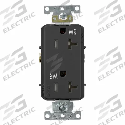 LEVITON Plugs and Receptacles: Duplex, 5-20, Black, 125V AC, 20 A, 2 Pole / 3 Wire (MPN WTD20-E) - General Purpose Receptacles