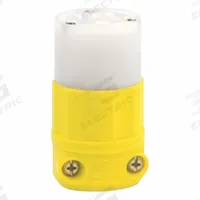LEVITON Straight Blade Connector: 5-15R, 125V AC, 15 A, 2 Pole, 3 Wire, White/Yellow (MPN 52CM-69C)