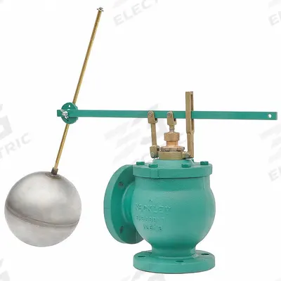 KECKLEY Float Valve Assembly: For Water Media, Angle Valve Body, Cylindrical, Vertical Piping - General Service Float & Lever Valve Assemblies