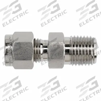 BRENNAN INDUSTRIES Compression Fitting Straight: 1/2 in OD x 1 in Pipe Fitting Size - Clean & Bagged Single-Ferrule Stainless Steel Fittings