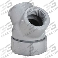 APPLETON ELECTRIC Capped Elbow - Haz Loc: Iron, Chromate Coated/Electroplated/Powder Coated, NPT (MPN ELBY-100). Key specifications — Material: Iron; Finish: Chromate Coated; Ends - Hazardous Fittings: 1 in FNPT x 1 in FNPT; Brand: APPLETON ELECTRIC.