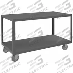 DURHAM MFG Work Table: Fixed Ht, Steel, 48 in x 24 in, 1,200 lb Overall Load Capacity (MPN HMT-2448-2-95). Key specifications — Unit Type: Not Expandable or Modular; Assembly: Fully Assembled; Wheel Material: Phenolic; Frame Material Finish: Powder Coated; Mobility: Casters; Height Adjustability: Fixed Height; Frame Construction: Welded Only; Brand: DURHAM MFG.