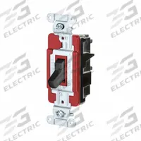 HUBBELL Wall Switch: Toggle Switch, Single Pole, Maintained, Black, 120/277V AC, 20 A (MPN CSB120STBK). Key specifications — Illuminated: No; Voltage Rating: 120/277V AC.