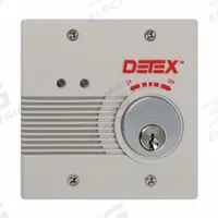 DETEX Exit Door Alarm: 0.5 V DC, Mortise, Gray, Plastic, Horn, 100 dB Sound Level (MPN EAX-2500SK GRAY W-CYL). Key specifications — Power Source: Electrically Corded; Brand: DETEX; Cylinder Type: Mortise; Sound Type: Horn; Alarm Body Color: Gray; Alarm Body Material: Plastic.