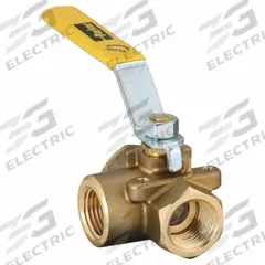 APPROVED VENDOR Manual Three-Way Ball Valve: 1/2 in, Brass, L Flow, FNPT x FNPT x FNPT, Two-Piece (MPN XV533P-8). Key specifications — Brand: APPROVED VENDOR; Handle: Lever.