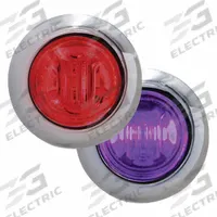 MAXXIMA Clearance Marker Light: Clearance Light, LED, Round, Surface Mount, Purple/Red, Hole, IP67 (MPN M09340RP-DC). Key specifications — Lens Color: Purple; Brand: MAXXIMA; Electrical Connection: Bullet Connectors; Lighting Technology: LED; Mount Type: Hole.