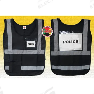 DISASTER MANAGEMENT SYSTEMS Safety Vest: Safety Vest ANSI Class Class 1, Black, Nylon - Legend Insert Safety Vest