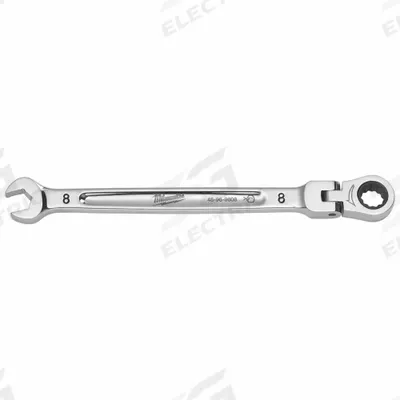 MILWAUKEE Combination Wrench: Chrome Vanadium Steel, Chrome, 8 mm Head Size, 146 mm Overall Lg - Metric 12-Point Ratcheting Combination Wrenches