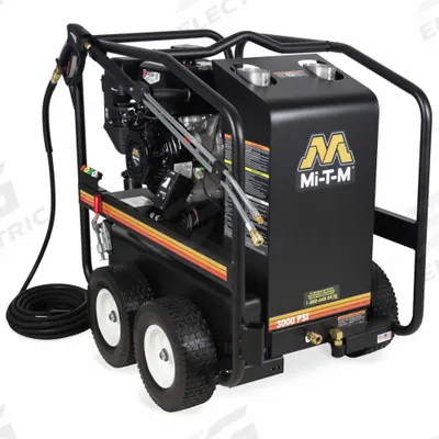 MI-T-M Gas-Powered Pressure Washer: Heavy Duty, Cart, 3,000 psi, 2.9 gpm - Hot Water Pressure Washers