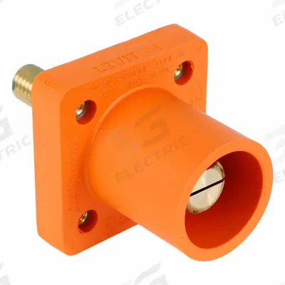 LEVITON Single Pole Receptacle: Orange, Straight Taper Nose Mating, Threaded Stud Termination - Receptacles with Threaded Stud Terminations