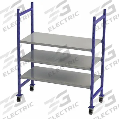 UNEX FLOW CELL Gravity Flow Rack: 60 in x 28 in x 72 in, Flat, 3 Shelves - Flat Solid-Deck Bolted Mobile Flow Racks