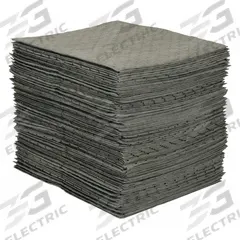 BRADY SPC ABSORBENTS Sorbent Pad: 31 5/8 oz Volume Absorbed Per Pad, Polypropylene, Gray, Box, 50 PK (MPN MRO100-2). Key specifications — Brand: BRADY SPC ABSORBENTS; Perforated: Perforated; Material: Polypropylene.