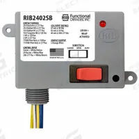 RIB Enclosed Pre-Wired Relay: 20 A Rating, SPST-NO, 0.50 in NPT (MPN RIB2402SB). Key specifications — Nipple Size: 0.50 in NPT; Brand: RIB.