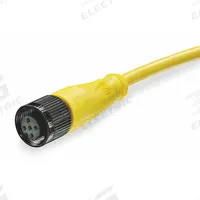 Cordset: M12 Female Straight X Bare Wire, 3 Pins, Yellow, PVC, 2 m Cable Lg, 4 A Max Current (A) (MPN 803000A09M020). Key specifications — Cable Jacket Color: Yellow; End 1 Gender: Female; End 1 Mounting Orientation: Straight; End 2 Connection Type: Bare Wire; IP Rating: IP68; Brand: BRAD HARRISON; NEMA Rating: 6P; Wire Size: 22 AWG.