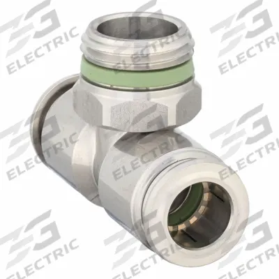 AIGNEP USA Push-Fit Tee Fitting: 12 mm OD x 12 mm OD x 1/2 in Pipe Size, Stainless Steel - Stainless Steel Tube Fittings