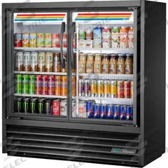 TRUE REFRIGERATION Refrigerated Merchandiser: 48 in x 46 7/8 in x 21 in, Black, Swing, 6 Shelves (MPN TVM-48SL-48-HC~VM01). Key specifications — attr1277723: TRUE REFRIGERATION; attr1277683: R-290; attr1277688: Swing; attr1277691: No; attr1277694: Black; attr1280729: TVM.