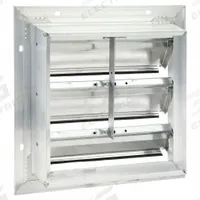 15"H-W 5 1/4"L Aluminum Backdraft Damper: For 12 in Fan, Single Panel, 15 in H, 15 in W, 3 in D (MPN 3HHN5). Key specifications — Airflow Direction: Horizontal; Blade Type: Flat Blade; Brand: DAYTON; Maximum Air Velocity: 2500 fpm; Mounting Position: Vertical.