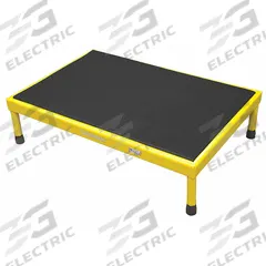 COTTERMAN Work Platform: 8 in Platform Ht - Max, 19 in Platform Wd, 24 in Platform Dp, Steel, Adj Ht (MPN 1AWP1924A8 A5-8 B1 C2 P1). Key specifications — Brand: COTTERMAN; Color: Yellow; Tread Type: Antifatigue Mat.