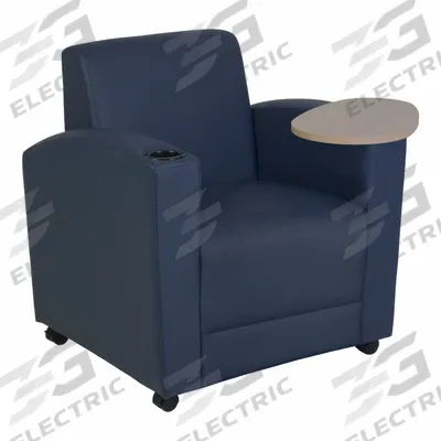 REGENCY Armchair: Blue, Navy Blue, 4 Casters/Glides, Built-In Tablet Arm, 31 in Overall Wd - Tablet Armchairs