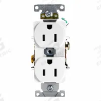 LEVITON Duplex Receptacle Outlet: Duplex, 5-15, White, 125V AC, 15 A, 2 Pole / 3 Wire (MPN 5262-SW)