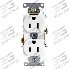 LEVITON Duplex Receptacle Outlet: Duplex, 5-15, White, 125V AC, 15 A, 2 Pole / 3 Wire (MPN 5262-SW)