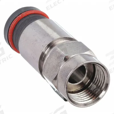 POWER FIRST Coaxial Connector: Male, Connector, Black, Compression, RG-6, 1 GHz Max Freq - F-Type Coaxial Connectors
