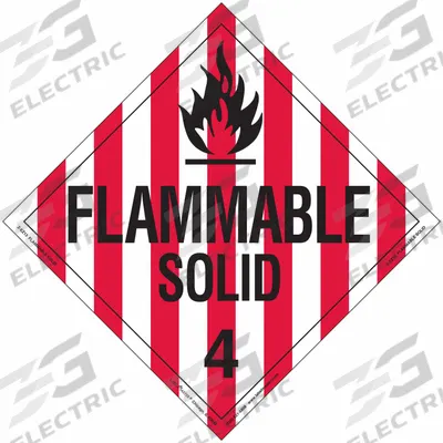 LABELMASTER Flammable Liquid Placard: Flammable Solid, 10 3/4 in x 10 3/4 in, Vinyl - Class 4: Flammable Solids