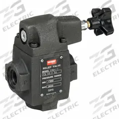 VICKERS Adjustable Relief Valve: 3,000 psi Max Pressure, 1,500 psi Min Pressure, Cast Iron (MPN CS-03-F50). Key specifications — Brand: VICKERS; Body Material: Cast Iron.