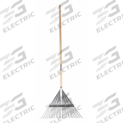WESTWARD Lawn Rake: Spring Brace Head, Steel Head, Wood Handle - Standard Leaf Rakes