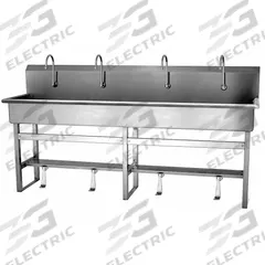 SANI-LAV Wash Station: 45 in Overall Ht, 77 in Bowl Lg, 8 in Bowl Dp, 2 gpm Flow Rate, 16 ga (MPN 58F1). Key specifications — Includes Side Splash: Side Splash Not Included; Brand: SANI-LAV.