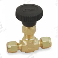 PARKER Needle Valve: Inline Valve Body, Brass, Integral Bonnet, 3/8 in Pipe Size, Compression, PTFE (MPN 6A-V6LR-B). Key specifications — For Media: Oil; Standards: ISA S75.02; Brand: PARKER; Valve Series: V; Stem Type: V-Stem; Connection Type - Side 1: Compression; Connection Type - Side 2: Compression; Connection Type: Compression x Compression.