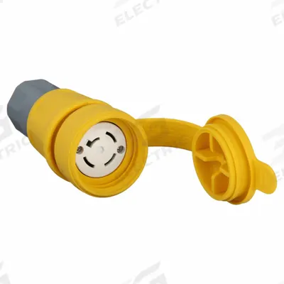 HUBBELL Locking Connector: Non-NEMA, Yellow, 120/208V AC, 20 A Current Rating, 4 Poles - Watertight Connectors