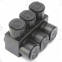 BURNDY Multitap Connector: 3 Port, Single-Sided Entry, 10 AWG – 250 kcmil Wire Size, Black (MPN 1PL2503). Key specifications — Body Material: Aluminum; Brand: BURNDY.