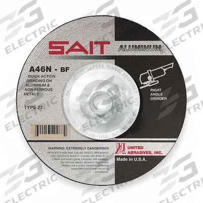 UNITED ABRASIVES-SAIT Depressed Center Grinding Wheel: Type 27, 7" x 1/4" x 5/8"-11, Aluminum Oxide - General Purpose Grinding Wheels for Soft Metals