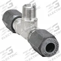 PARKER Compression Tee Fitting: 3/8 in OD x 3/8 in OD x 1/4 in Pipe size, Stainless Steel, Ferulok (MPN 6 SBU-SS). Key specifications — Series: Ferulok; Brand: PARKER.