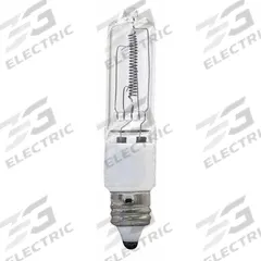 GE LAMPS Halogen Bulb: Halogen, Miniature Candelabra Screw (E11), (T) Tubular, T4, ETG, 120V AC (MPN Q150CL/MC-ETG). Key specifications — attr923609: White; attr923593: T4; attr923631: ETG; attr916823: GE LAMPS; attr923634: 120V AC.