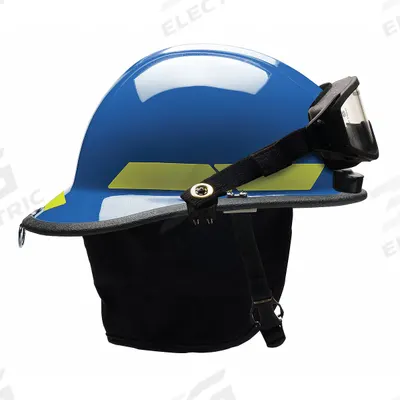 BULLARD Fire Helmet: Blue, Modern Rear Brim, Chin Strap