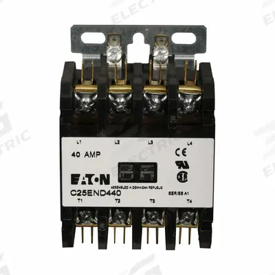EATON Definite Purpose Magnetic Contactor: 4 Poles, 24V AC, 30 A - Non-Reversing Definite Purpose Contactors