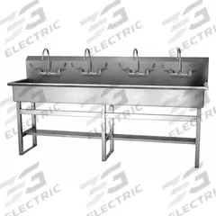 SANI-LAV Wash Station: 45 in Overall Ht, 77 in Bowl Lg, 8 in Bowl Dp, 0.5 gpm Flow Rate, 16 ga (MPN 58FFL-0.5). Key specifications — Includes Side Splash: Side Splash Not Included; Brand: SANI-LAV.