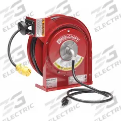 REELCRAFT Extension Cord Reel: Ratchet Lock, 50 ft Cord Lg, 16 AWG, SJTOW, 5-15R Cord Lg, 5-15P, Red (MPN L 4050 163 3). Key specifications — Retractable Cord Ending NEMA Configuration: 5-15R; Feeder Cord Ending NEMA Configuration: 5-15P; Brand: REELCRAFT.