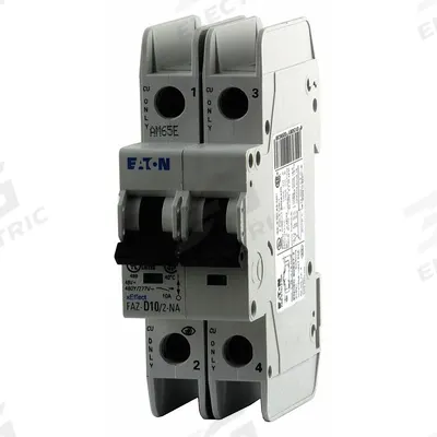 EATON IEC Miniature Circuit Breaker: 7 A Amps, 48/96V DC, 10kA at 277/480V AC, Screw Clamp - D-Curve, 2-Pole UL489 DIN Rail-Mount Miniature Circuit Breakers