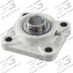 NTN 4 Bolt Flange Bearing: Radial Ball, 1 1/4 in Bore, Polymer, Set Screws, 4 13/64 in Lg, Square (MPN SUCFPL206-20). Key specifications — Bore Type: Cylindrical; Brand: NTN; Lubricant Material: FDA/USDA-H1 Solid Grease; Mounting Bolt Size: 3/8 in; System of Measurement: Inch; Included Bearing Cap: None.
